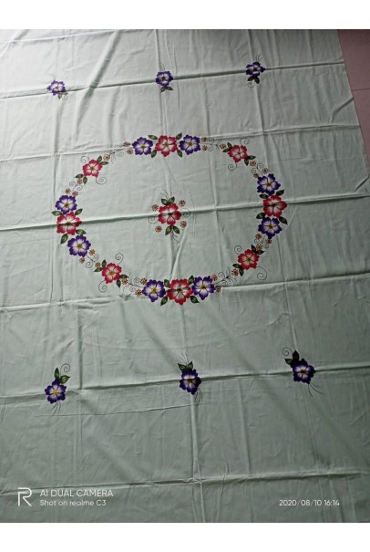 Handpainted  cotton Single bed sheet Floral Print - Design 1